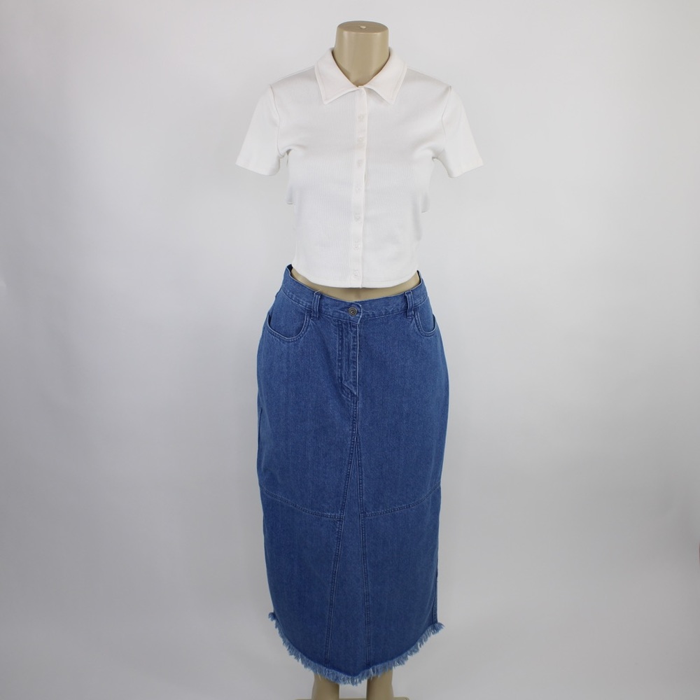 90s Vintage Christopher & Banks blue denim skirt